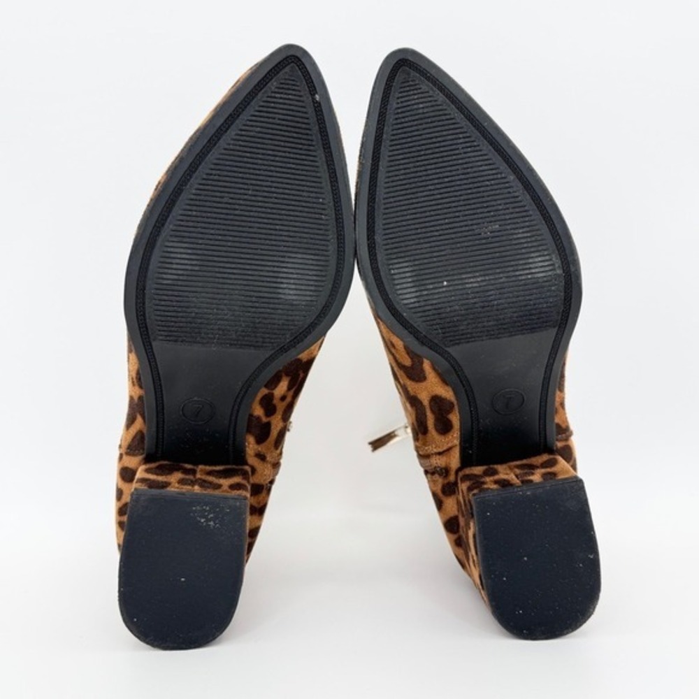 A New Day Leopard Print Ankle Boots 7 Microsuede Block Heel Statement - Picture 12 of 13